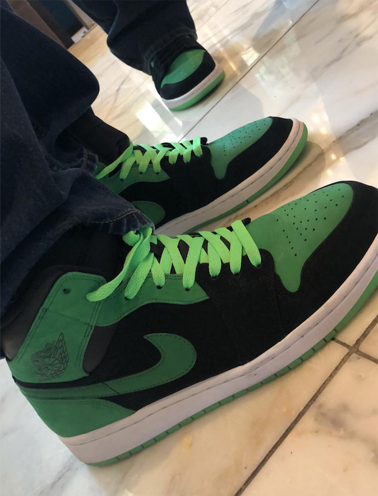 AJ1,Xbox,Air Jordan 1,上脚  Xbox 主题特殊配色！黑绿 Air Jordan 1 上脚照惊艳曝光