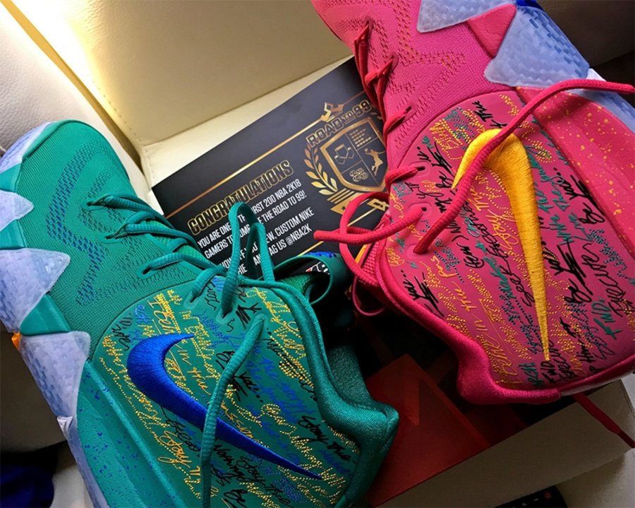 Nike,Kyrie 4,开箱  玩游戏赢球鞋！Kyrie 4 “NBA 2K” 玩家专属配色实物近赏