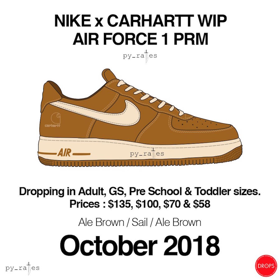 Nike,Air Force 1,Carhartt  再次曝光两双联名！ 工装风 Carhartt x Air Force 1 值得期待！