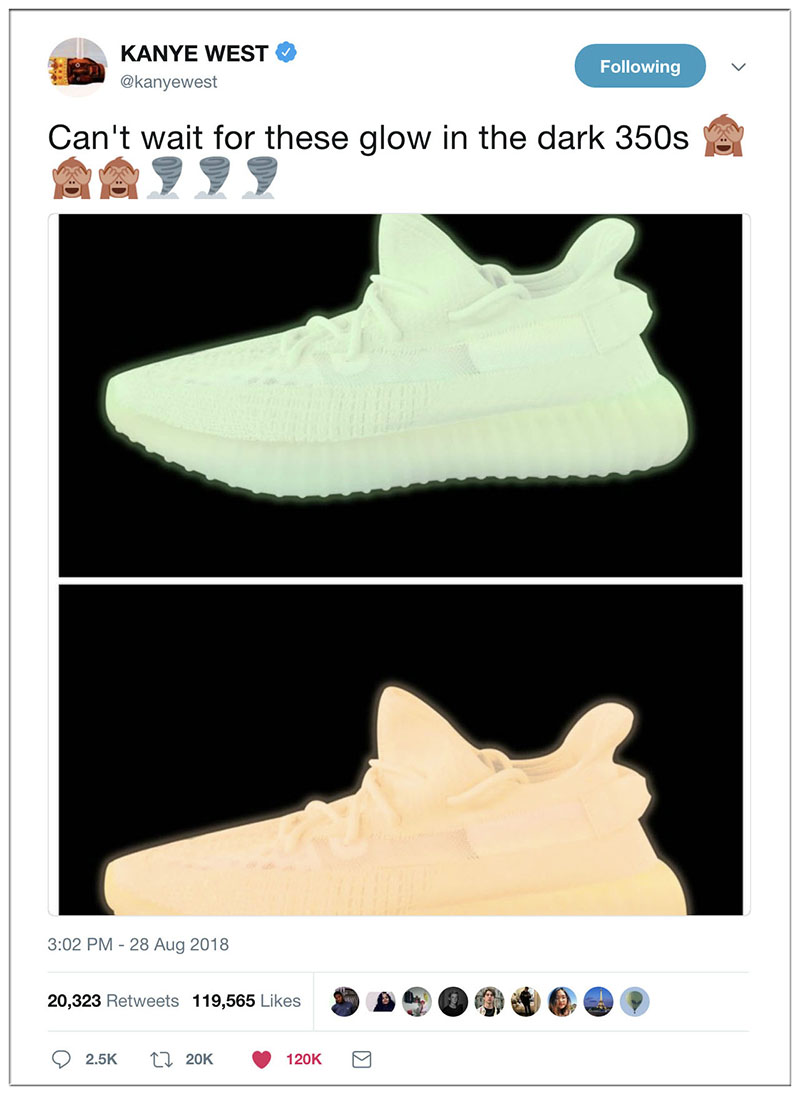 adidas,Yeezy Boost 350 V2,Yeez  即将发售的「夜光 Yeezy 350 V2」发光效果实拍！太太太酷炫了！