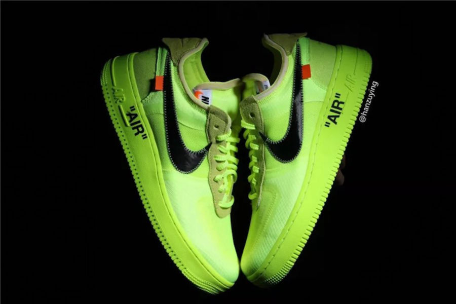 OFF-WHITE,Air Force 1,Nike,发售  最清晰实物预览！荧光绿 OFF-WHITE x Air Force 1 下月发售