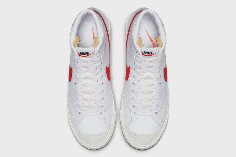 Nike,Blazer Mid,BQ6806-600, 发售  OFF-WHITE 联名带火的鞋！复古白红 Blazer Mid 现已发售