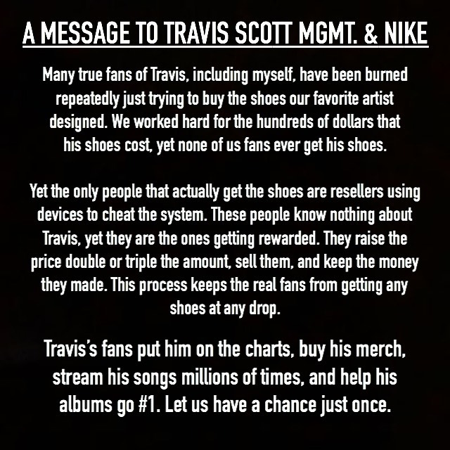 Travis Scott,Air Jordan 6,AJ6  粉丝买不到 TS x AJ6 上网吐槽！Travis Scott 亲自回复！