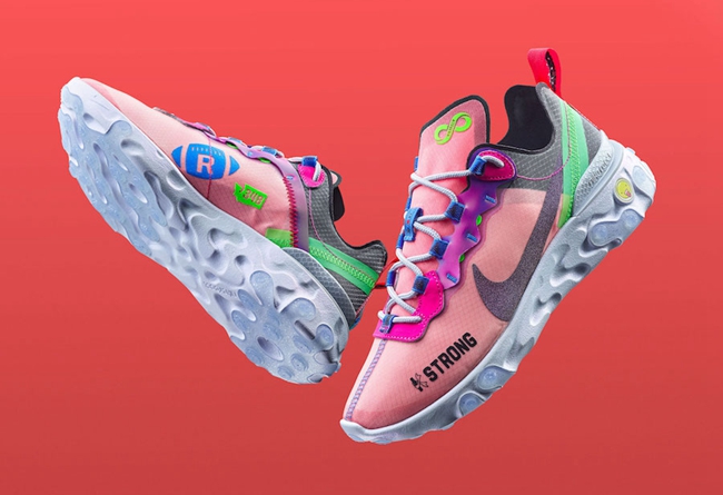 Nike,Nike React Element 55,CV2  彩色拼接鞋面！慈善系列 Nike React Element 55 下月发售！