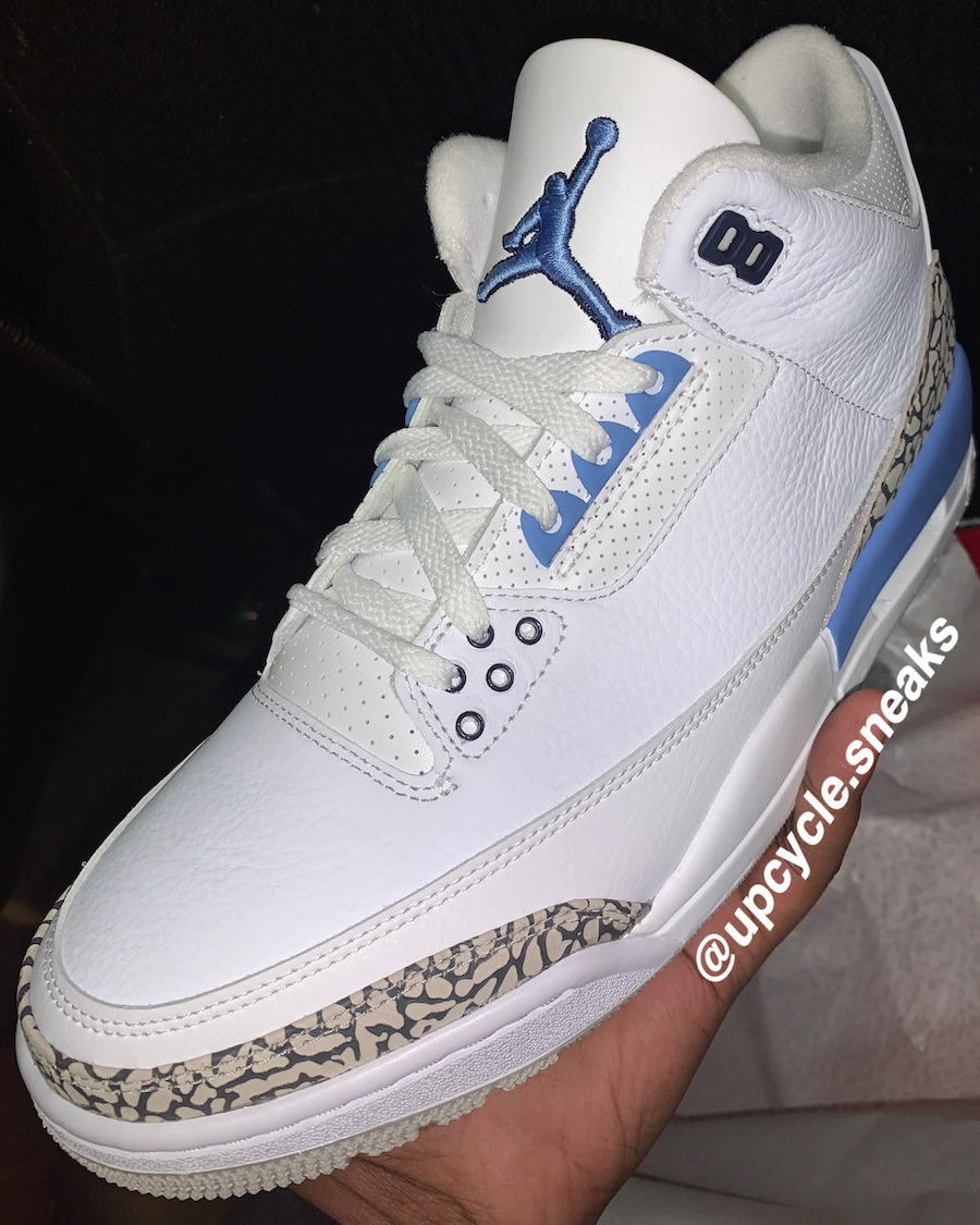 CT8532-104,AJ3,Air Jordan 3 CT8532-104 三月发售！北卡 Air Jordan 3 “UNC” 实物首次曝光！