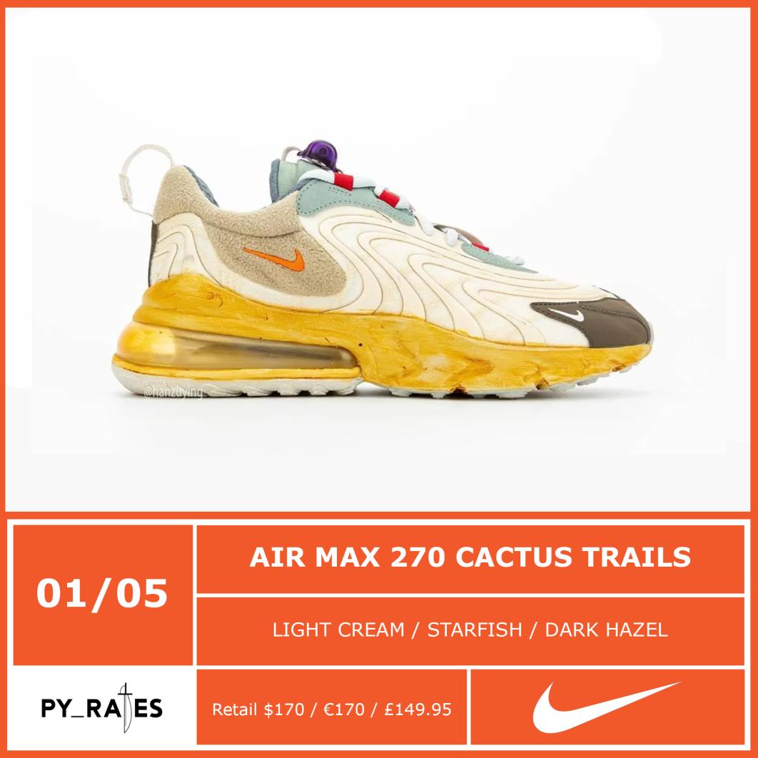 Travis Scott,Nike Air Max 270  Travis Scott x Nike Air Max 270 React 延期发售！预计 5 月登场！