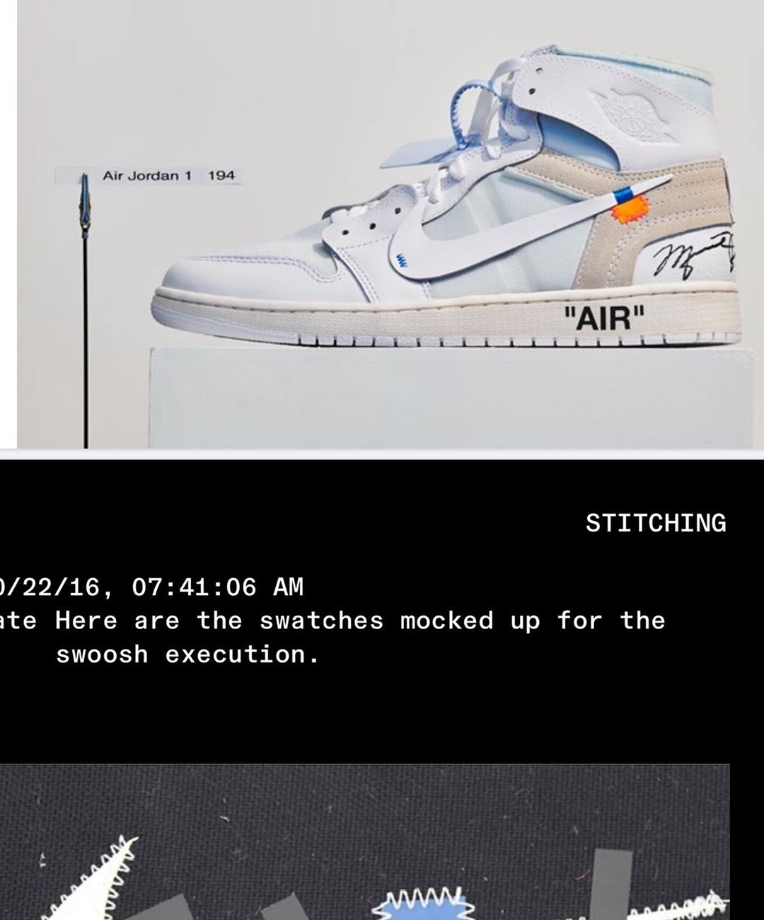 OFF-WHITE,AJ1,Air Jordan 1,  Virgil 晒 OW x AJ1 未市售样品！居然带有 MJ 亲签！