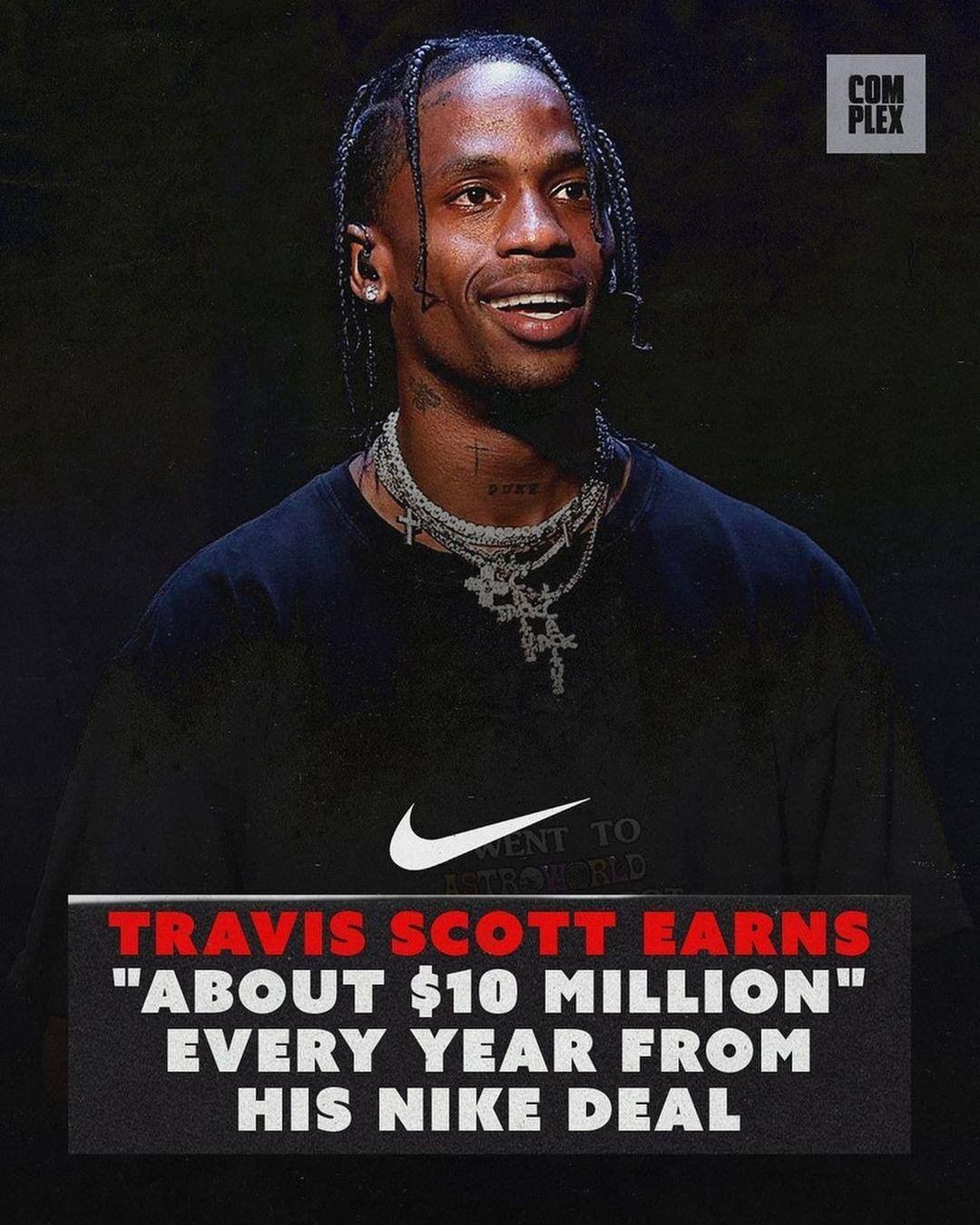 Travis,Scott,是,继侃,爷,Kanye,West  身价直逼侃爷！Travis Scott 与 Nike 合作赚了近 00 万美元！