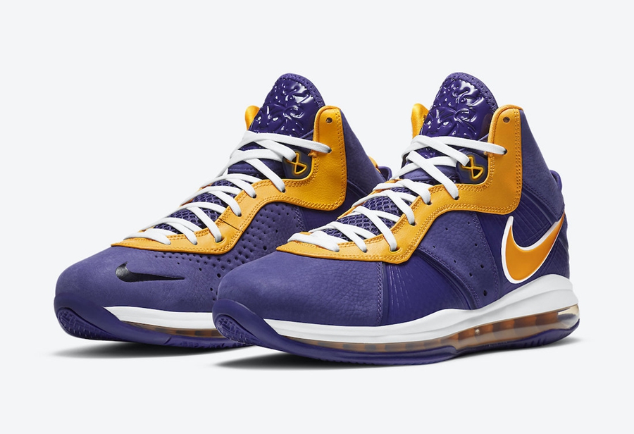 Nike,LeBron 8,Lakers,DC8380-50  上脚效果不一般！湖人配色 LeBron 8 下周二发售！