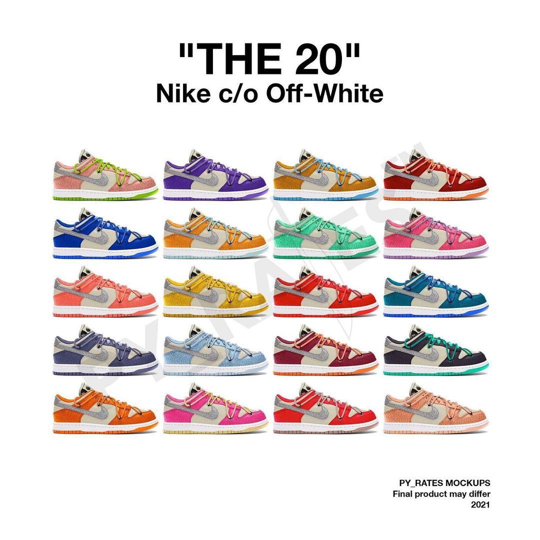 Virgil,THE 20,OFF-WHITE,Nike,D  「THE 20」效果图被 Virgil 吐槽！最新实物曝光！配色数量高达...