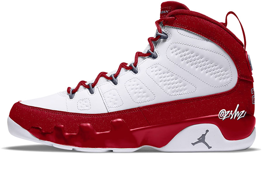 Nike,Air Jordan 9,Fire Red  将「樱桃红」进行到底！全新 AJ9 渲染图曝光！