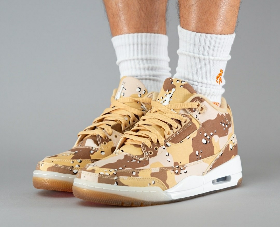 HM4301-200,Desert Camo,Air Jor   迷彩「联名 AJ3」实物上脚来了！下月登场！