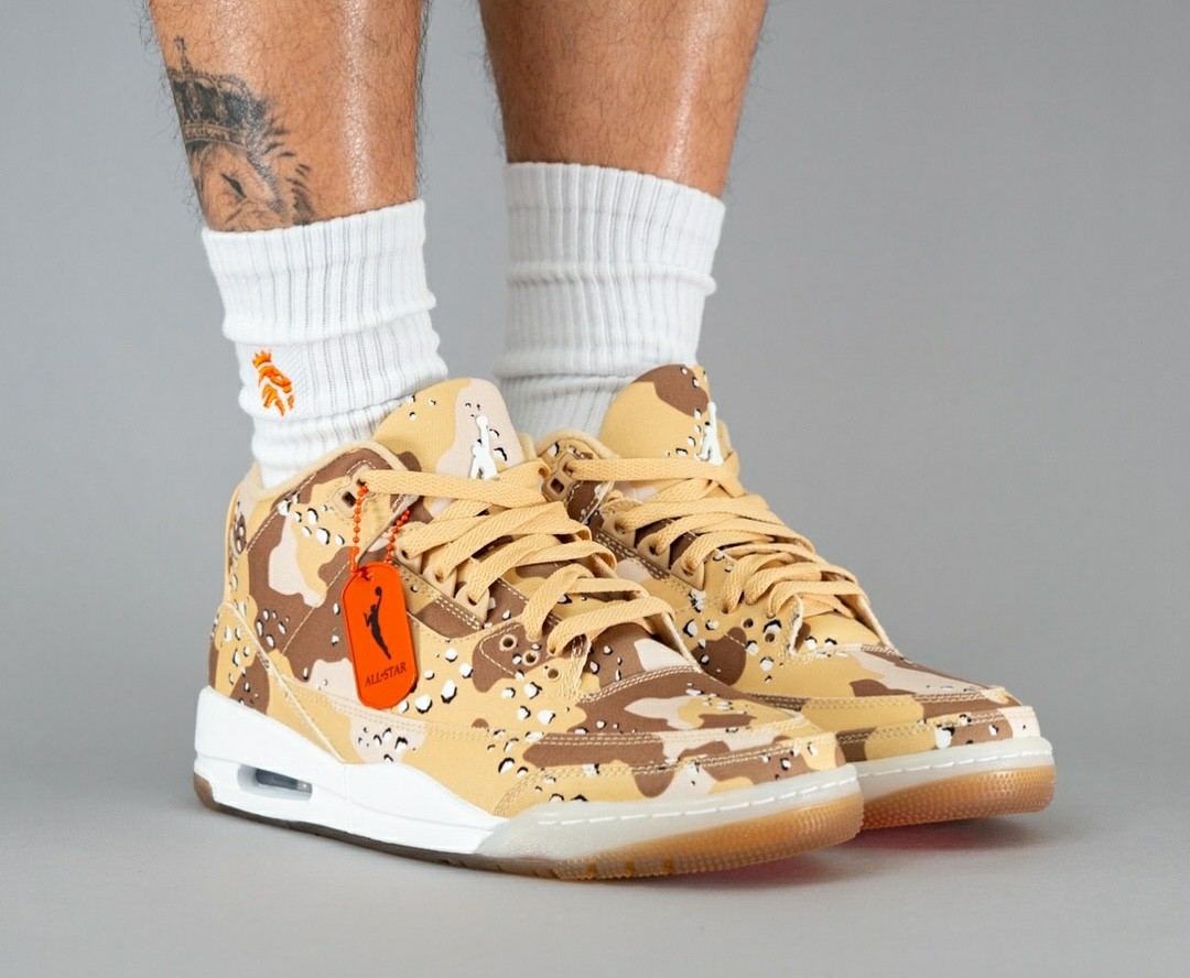 HM4301-200,Desert Camo,Air Jor   迷彩「联名 AJ3」实物上脚来了！下月登场！