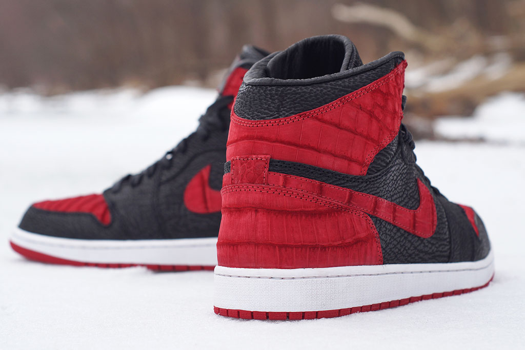 Air,Jordan,1,私人定制“鳄鱼 AJ1 Air Jordan 1 私人定制“鳄鱼+鲨鱼/黑红” 实物图赏