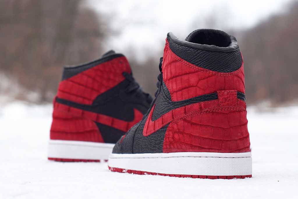 Air,Jordan,1,私人定制“鳄鱼 AJ1 Air Jordan 1 私人定制“鳄鱼+鲨鱼/黑红” 实物图赏