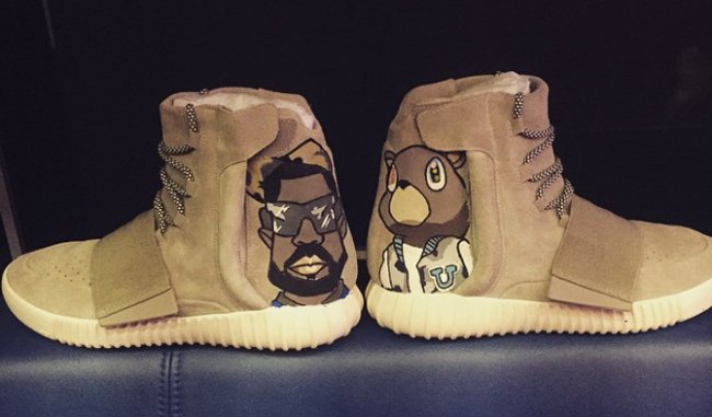 Chris,Brown打造定制adidas,Y  adidas Yeezy 750 Boost 卡通定制鞋款欣赏