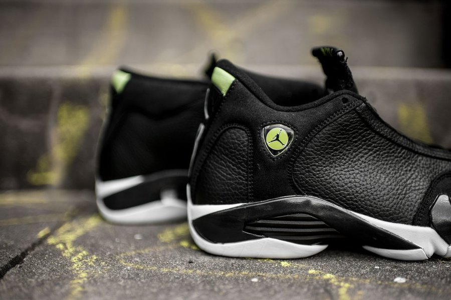 487471-005,AJ14,Air Jordan 14 487471-005 本周发售！Air Jordan 14 “Black/Vivid Green” 实物清晰图赏