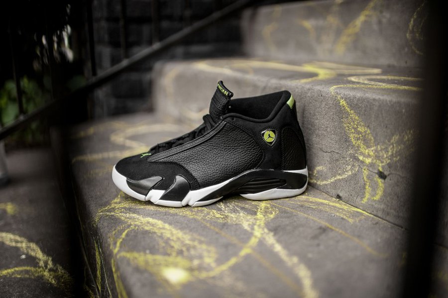 487471-005,AJ14,Air Jordan 14 487471-005 本周发售！Air Jordan 14 “Black/Vivid Green” 实物清晰图赏